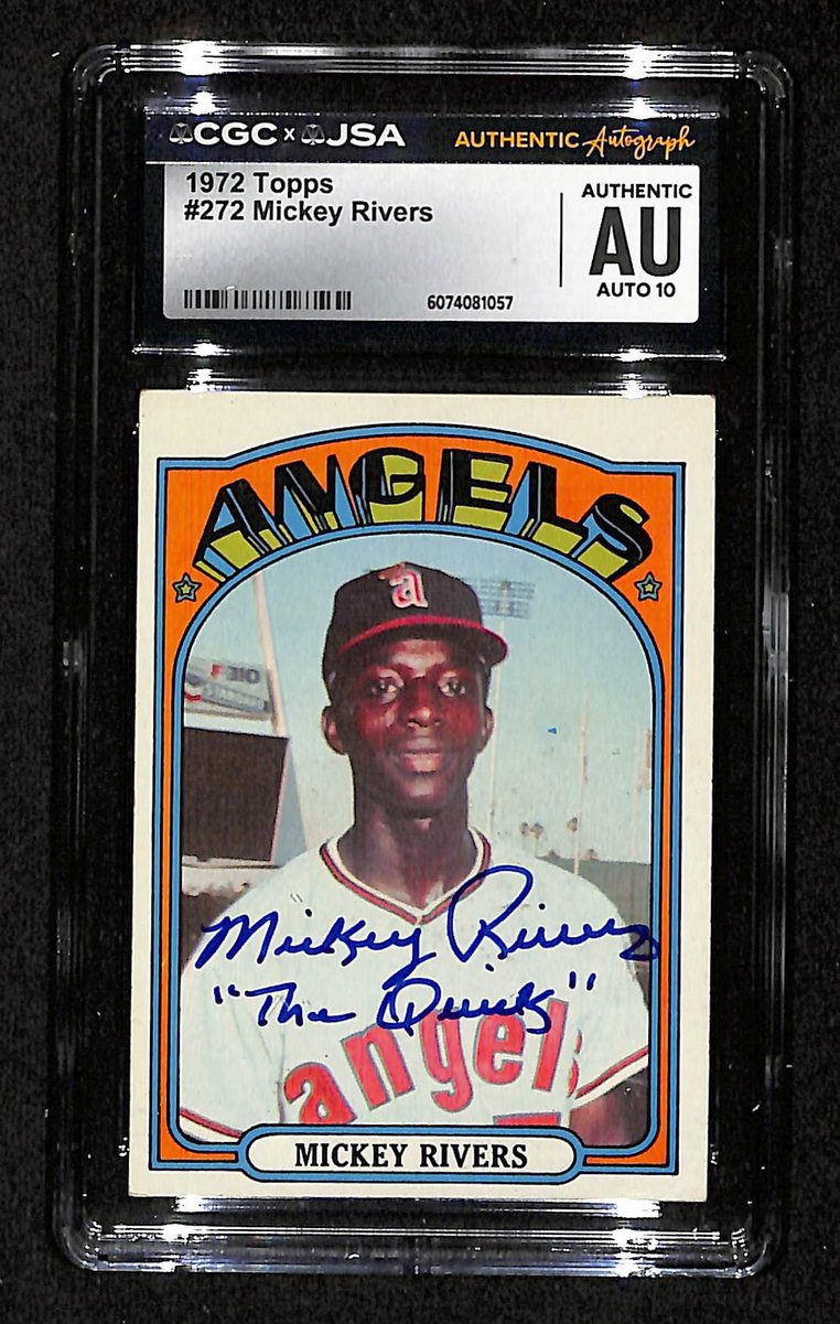 Mickey Rivers Signed/Inscr 1972 TOPPS Card #272 Angels CGC/JSA 200538