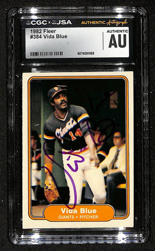 Vida Blue Signed/Autographed 1982 FLEER Card #384 Giants CGC/JSA 200540