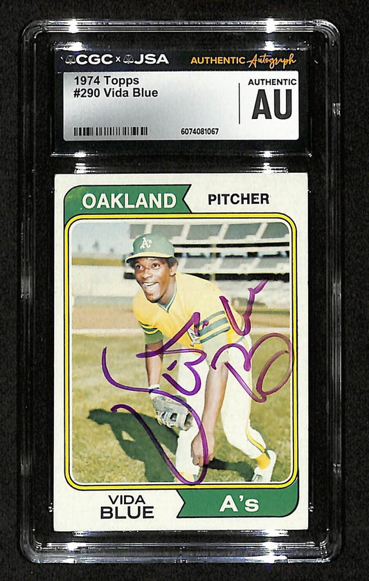 Vida Blue Signed/Autographed 1974 TOPPS Card #290 Oakland A's CGC/JSA 200542