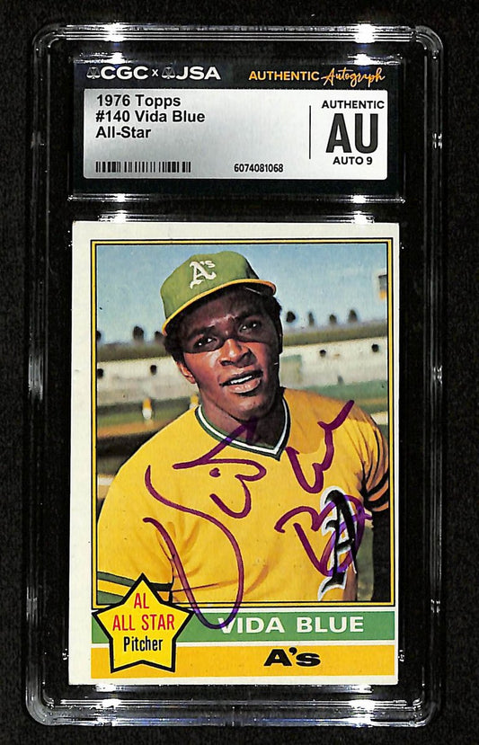 Vida Blue Signed/Autographed 1976 TOPPS Card #140 Oakland A's CGC/JSA 200543