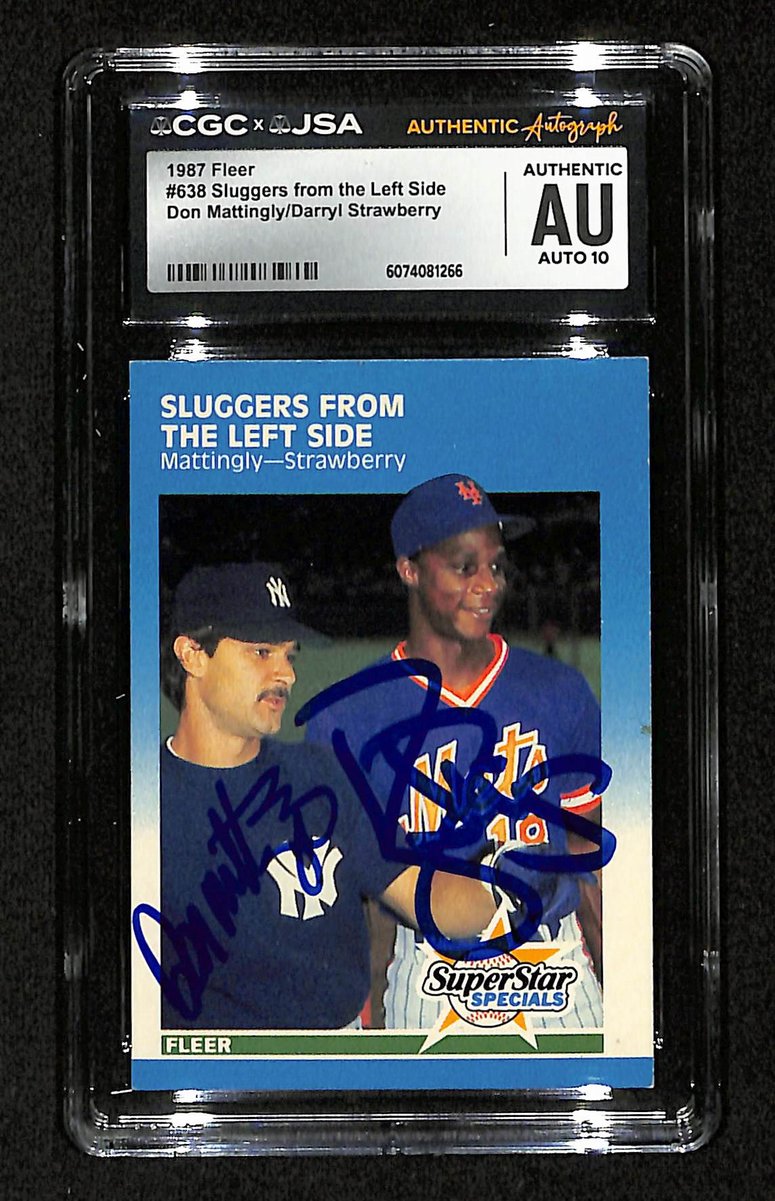 Don Mattingly/Darryl Strawberry Dual-Signed 1987 Fleer Card #638 CGC/JSA 200544