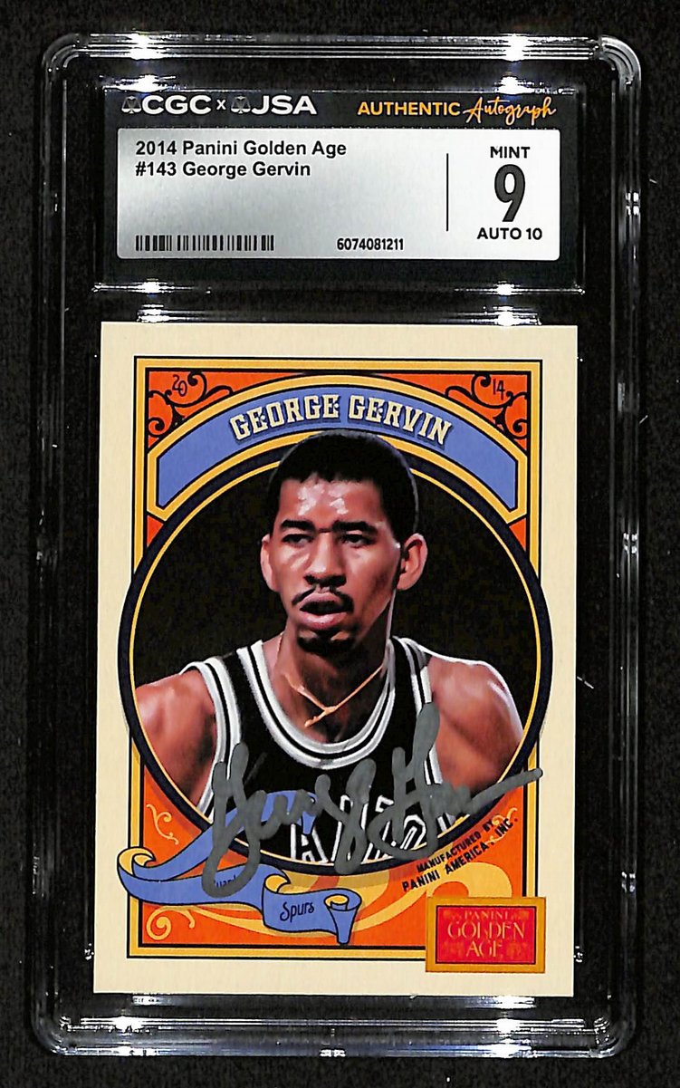 George Gervin HOF Signed/Auto 2014 Panini Card #143 Spurs CGC/JSA 200549