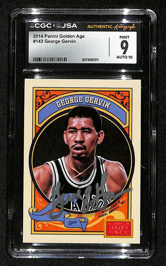 George Gervin HOF Signed/Auto 2014 Panini Card #143 Spurs CGC/JSA 200549