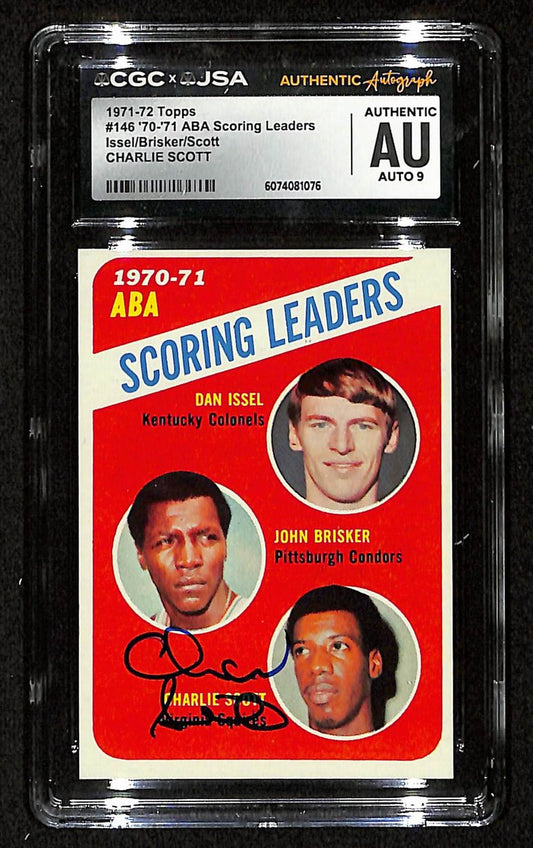Charlie Scott HOF Signed/Auto 1971-72 TOPPS Card #146 Squires CGC/JSA 200550