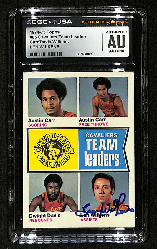 Len Wilkens HOF Signed/Auto 1974-75 TOPPS Card #85 Cavaliers CGC/JSA 200557