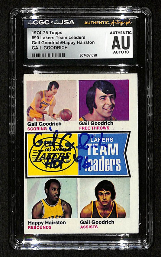 Gail Goodrich HOF Signed/Inscr 1974-75 TOPPS Card #90 Lakers CGC/JSA 200560