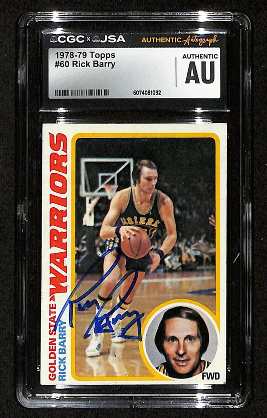 Rick Barry HOF Signed/Auto 1978-79 TOPPS Card #60 Warriors CGC/JSA 200562