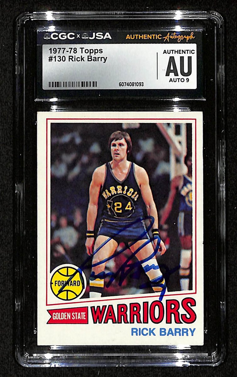 Rick Barry HOF Signed/Auto 1977-78 TOPPS Card #130 Warriors CGC/JSA 200563