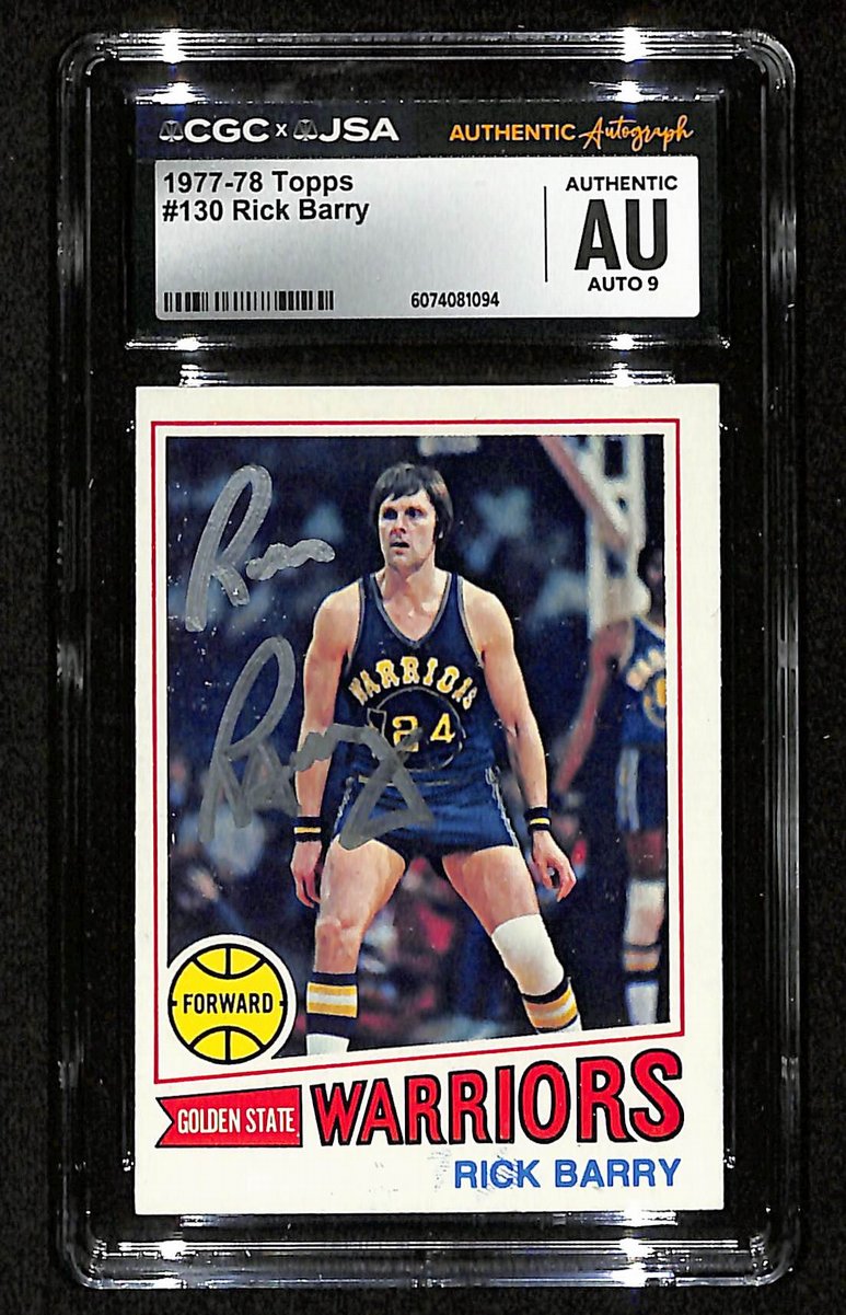 Rick Barry HOF Signed/Auto 1977-78 TOPPS Card #130 Warriors CGC/JSA 200564