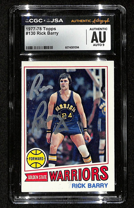Rick Barry HOF Signed/Auto 1977-78 TOPPS Card #130 Warriors CGC/JSA 200564