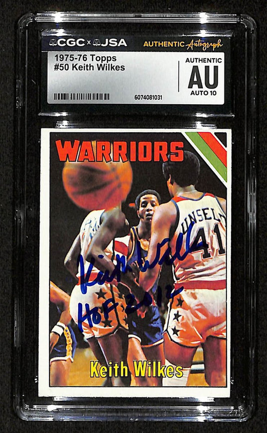 Keith Wilkes HOF Signed/Auto 1975-76 TOPPS Card #50 Warriors CGC/JSA 200568