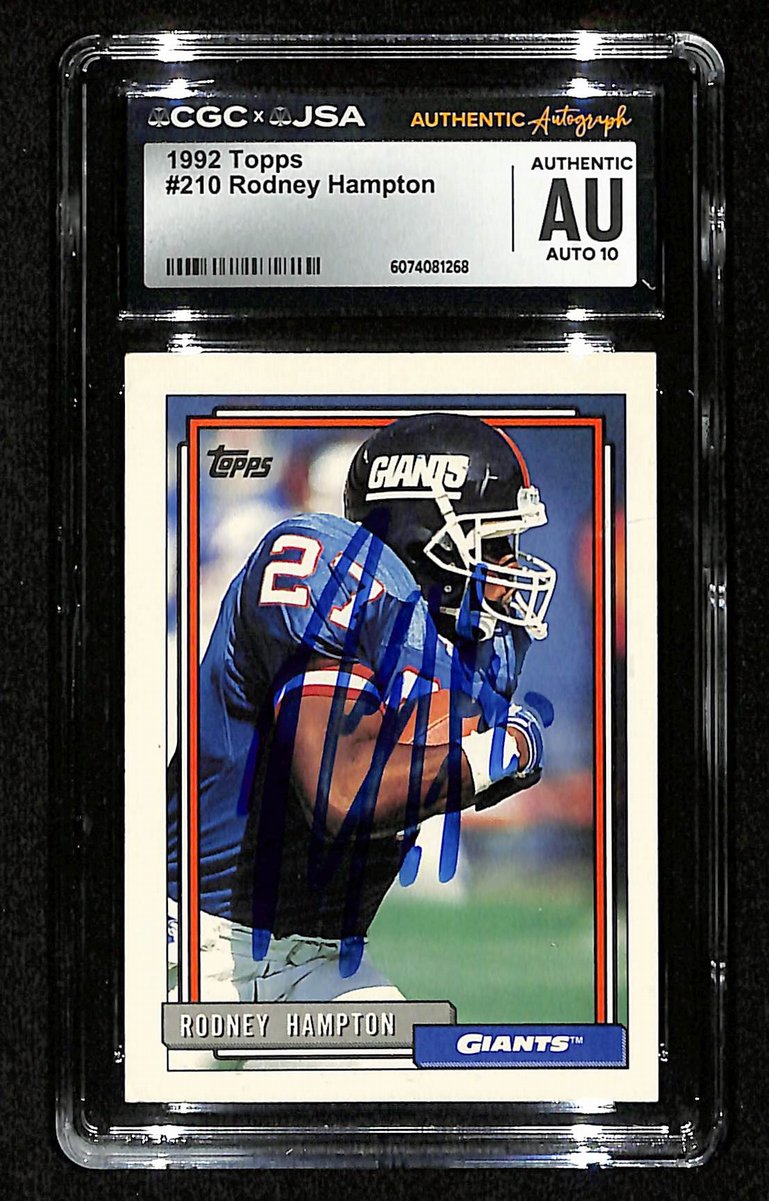 Rodney Hampton Signed/Auto 1992 TOPPS Card #210 Giants CGC/JSA 200570