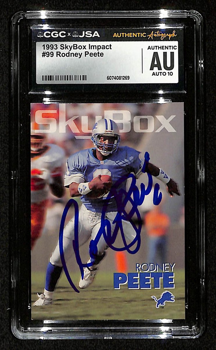 Rodney Peete Signed/Auto 1993 SkyBox Card #99 Detroit Lions CGC/JSA 200572