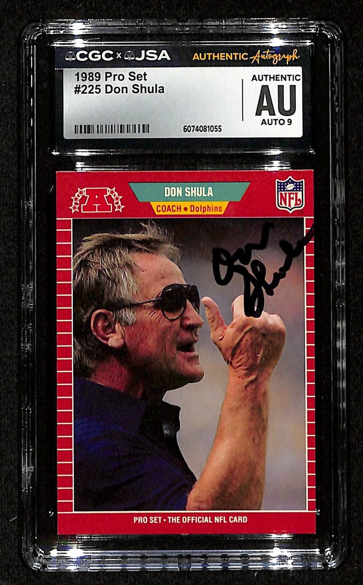 Don Shula HOF Signed/Auto 1989 Pro Set Card #225 Dolphins CGC/JSA 200573