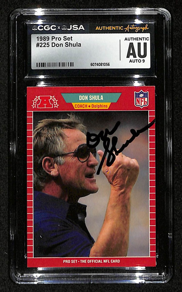 Don Shula HOF Signed/Auto 1989 Pro Set Card #225 Dolphins CGC/JSA 200574