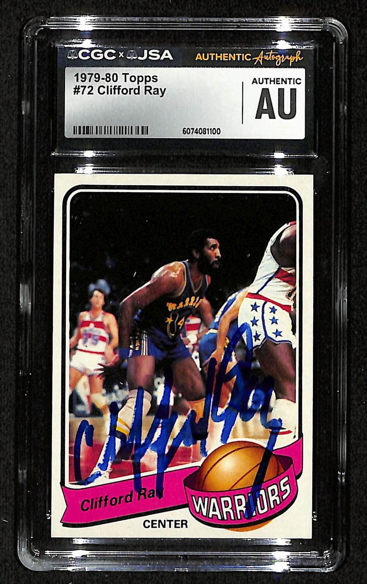 Clifford Ray Signed/Auto 1979-80 TOPPS Card #72 Warriors CGC/JSA 200576
