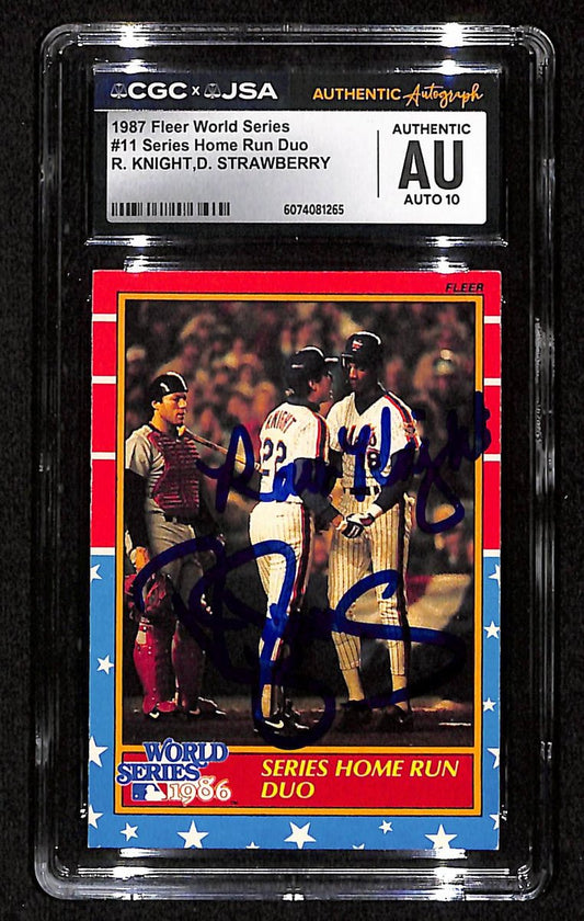 Ray Knight/Darryl Strawberry Dual-Signed 1987 Fleer Card #11 Mets CGC/JSA 200577