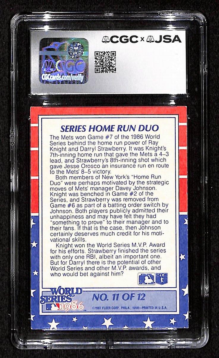 Ray Knight/Darryl Strawberry Dual-Signed 1987 Fleer Card #11 Mets CGC/JSA 200577