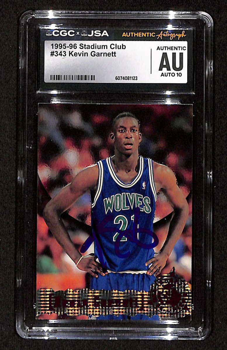 Kevin Garnett HOF Signed 1995-96 Stadium Club RC Card #343 Timberwolves JSA