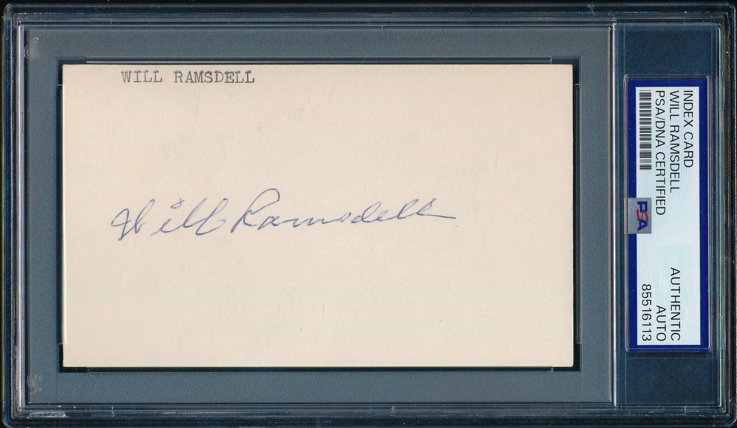Will Ramsdell Signed/Autographed 3x5 Index Card Brooklyn Dodgers PSA/DNA 200204