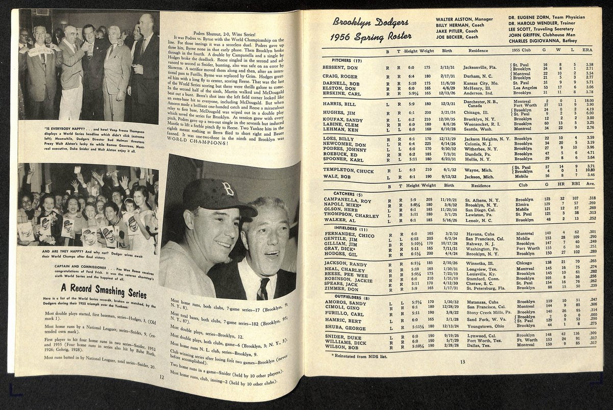 1956 Brooklyn Dodgers Baseball Yearbook 200596