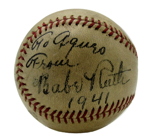 Babe Ruth Signed/Inscribed 1941 OAL Baseball w/Pictures Yankees PSA/DNA 200207