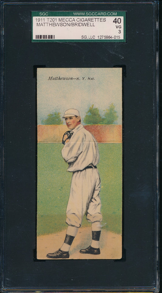 1911 Mecca T201 Mecca Double Folders Christy Mathewson & Bridwell SGC 3 200898