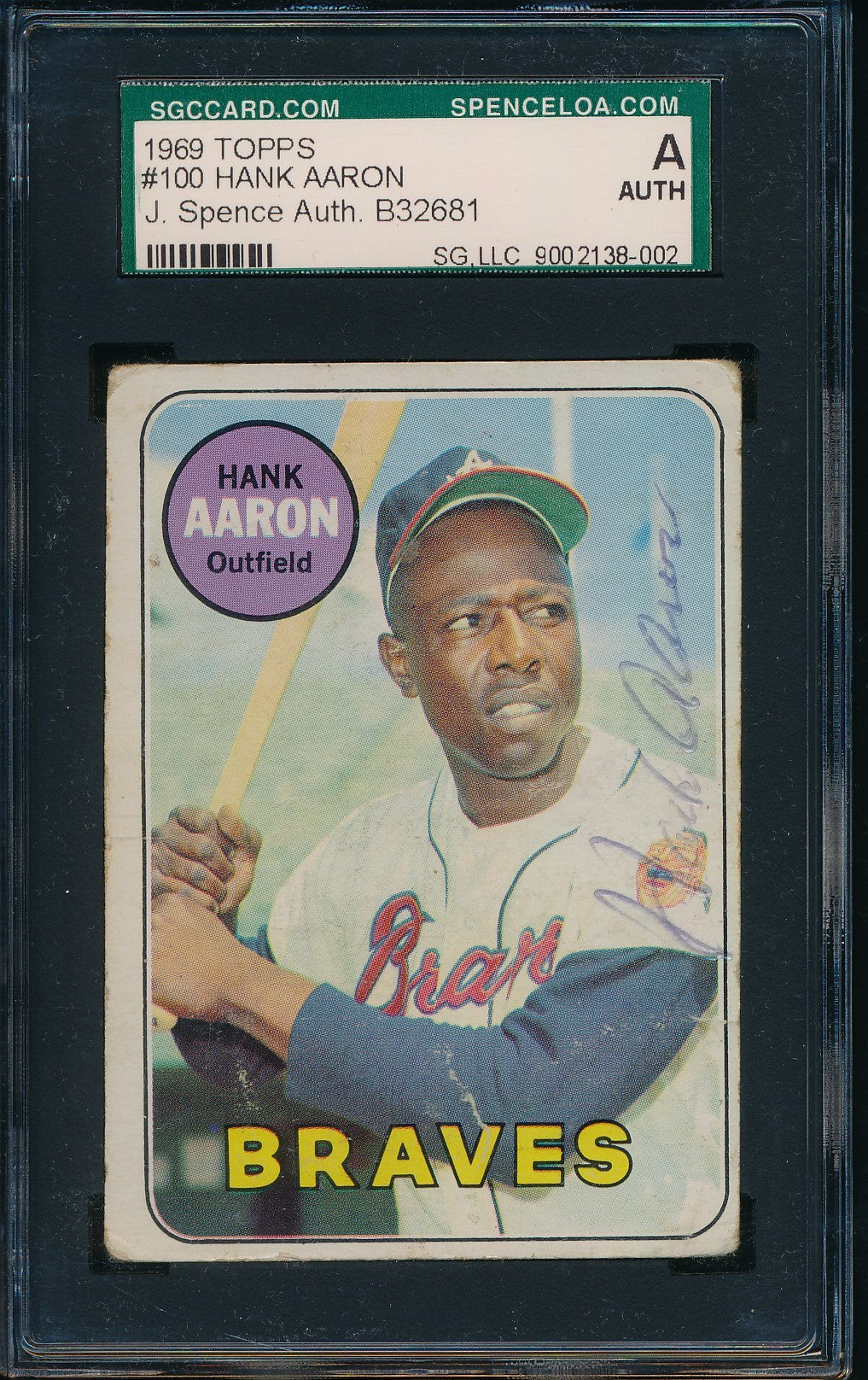 Hank Aaron Signed/Autographed 1969 TOPPS Card #100 Braves SGC 200899