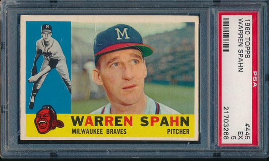 Warren Spahn HOF 1960 TOPPS Card #445 Milwaukee Braves PSA/DNA EX 5 200900