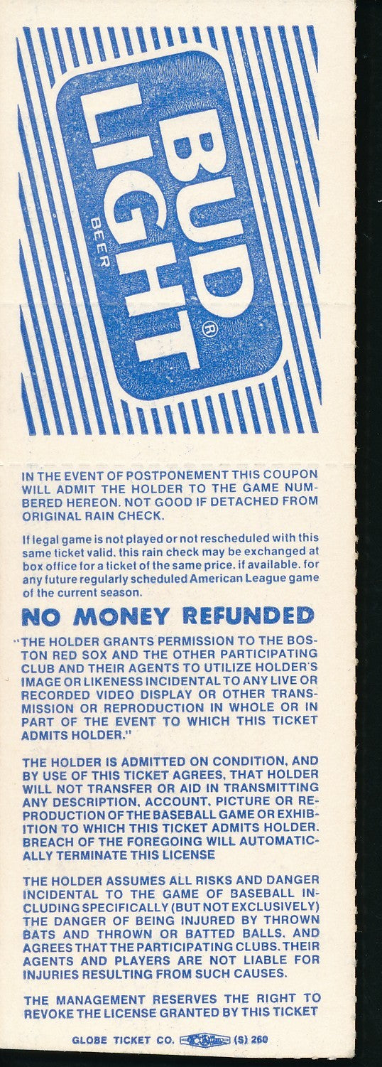 April 29, 1986 Ticket Stub Boston Red Sox Roger Clemens 20 Strikeouts 200909