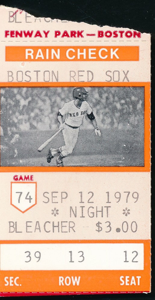 September 12, 1979 Ticket Stub Boston Red Sox Carl Yastrzemski HOF 200912