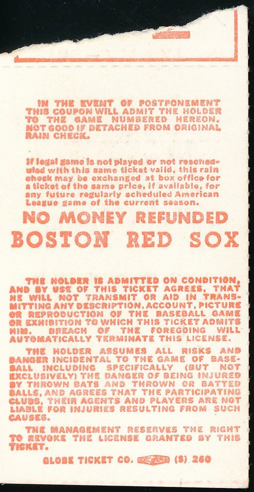 September 12, 1979 Ticket Stub Boston Red Sox Carl Yastrzemski HOF 200912