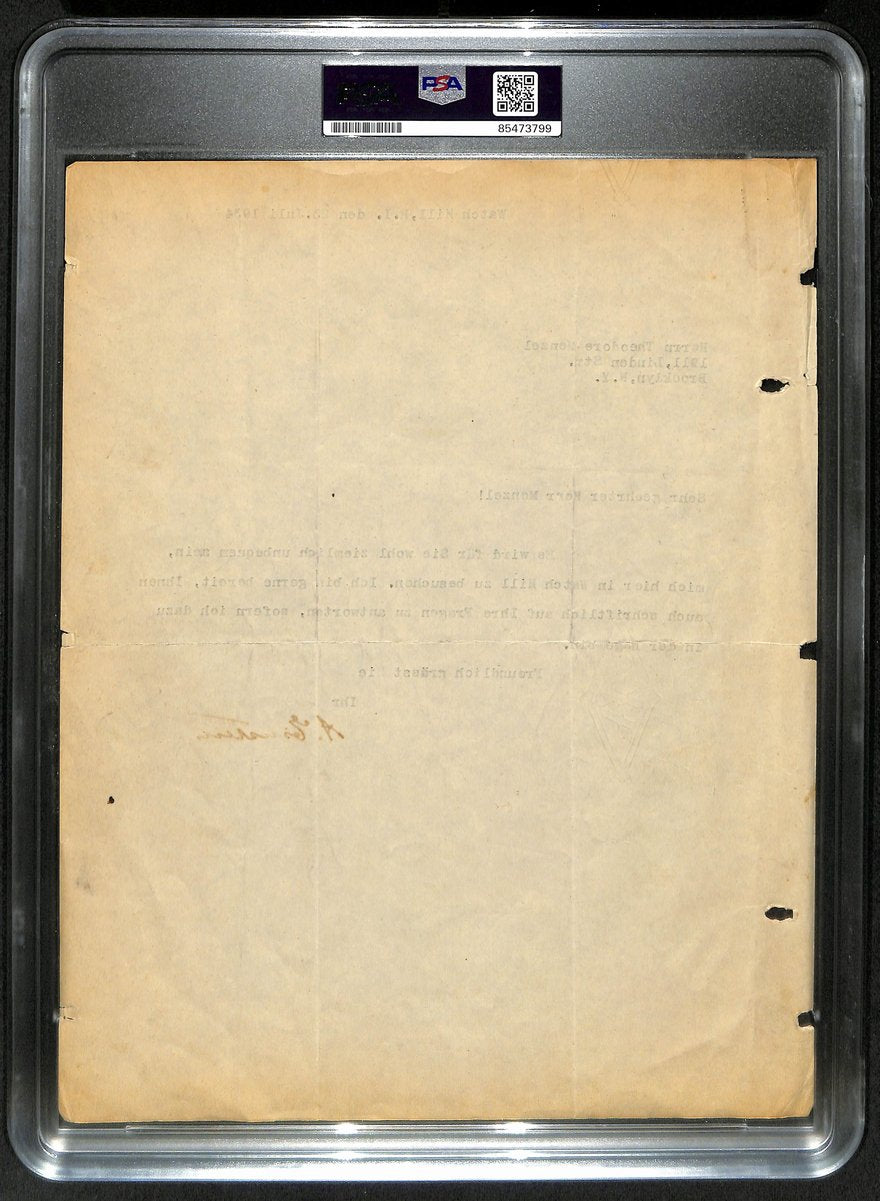 Albert Einstein Signed 8.5x11 Letter Gem Mint 10 PSA/DNA Encapsulated 201297