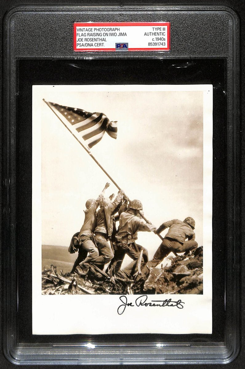 Joe Rosenthal Signed Type III 5X7 Flag Raising on Iwo Jima Photo PSA/DNA 201295