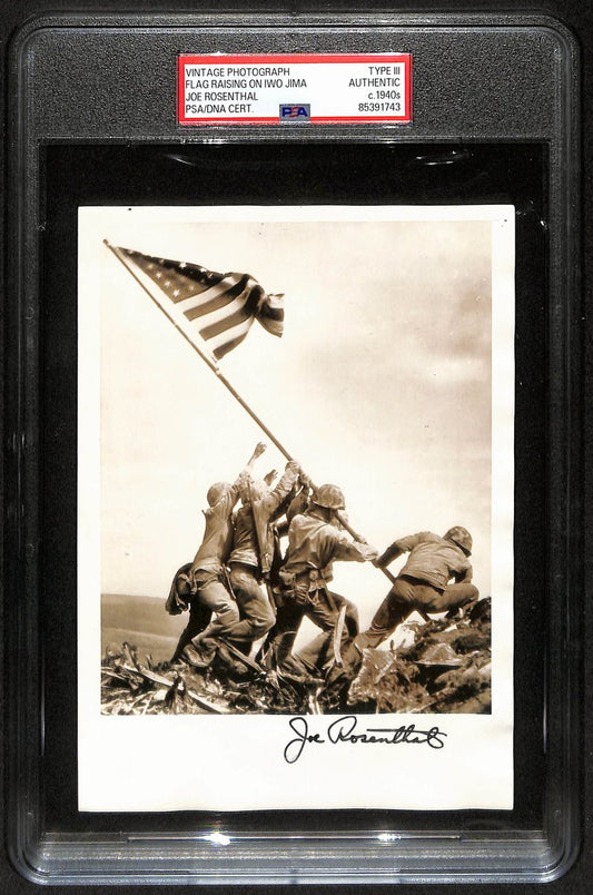 Joe Rosenthal Signed Type III 5X7 Flag Raising on Iwo Jima Photo PSA/DNA 201295