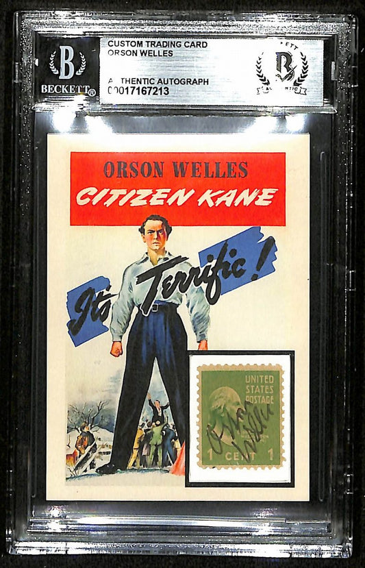 Orson Welles Citizen Kane Signed 2.5X3.5 Custom Trading Card Beckett BAS 201301