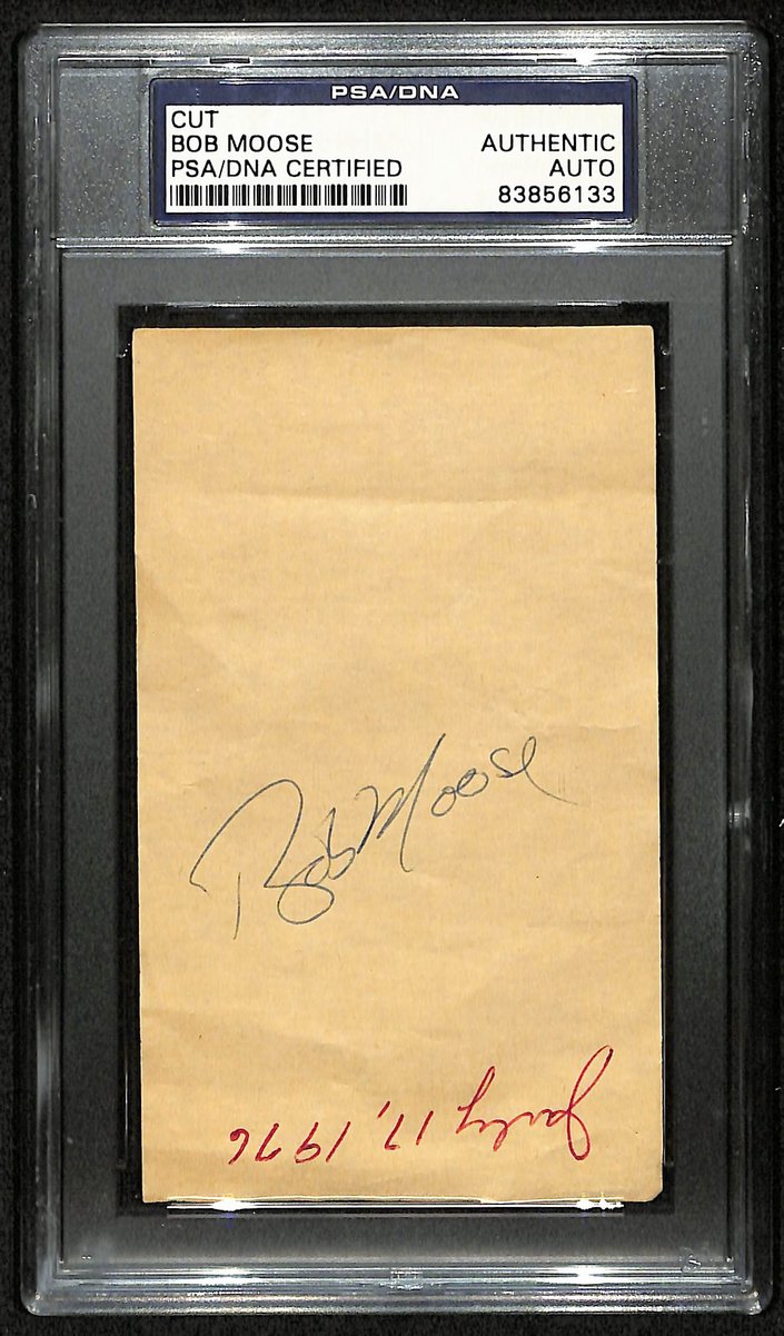 Bob Moose Signed/Autographed 3x5 Cut 1971 Pirates d. 1976 PSA/DNA 201303