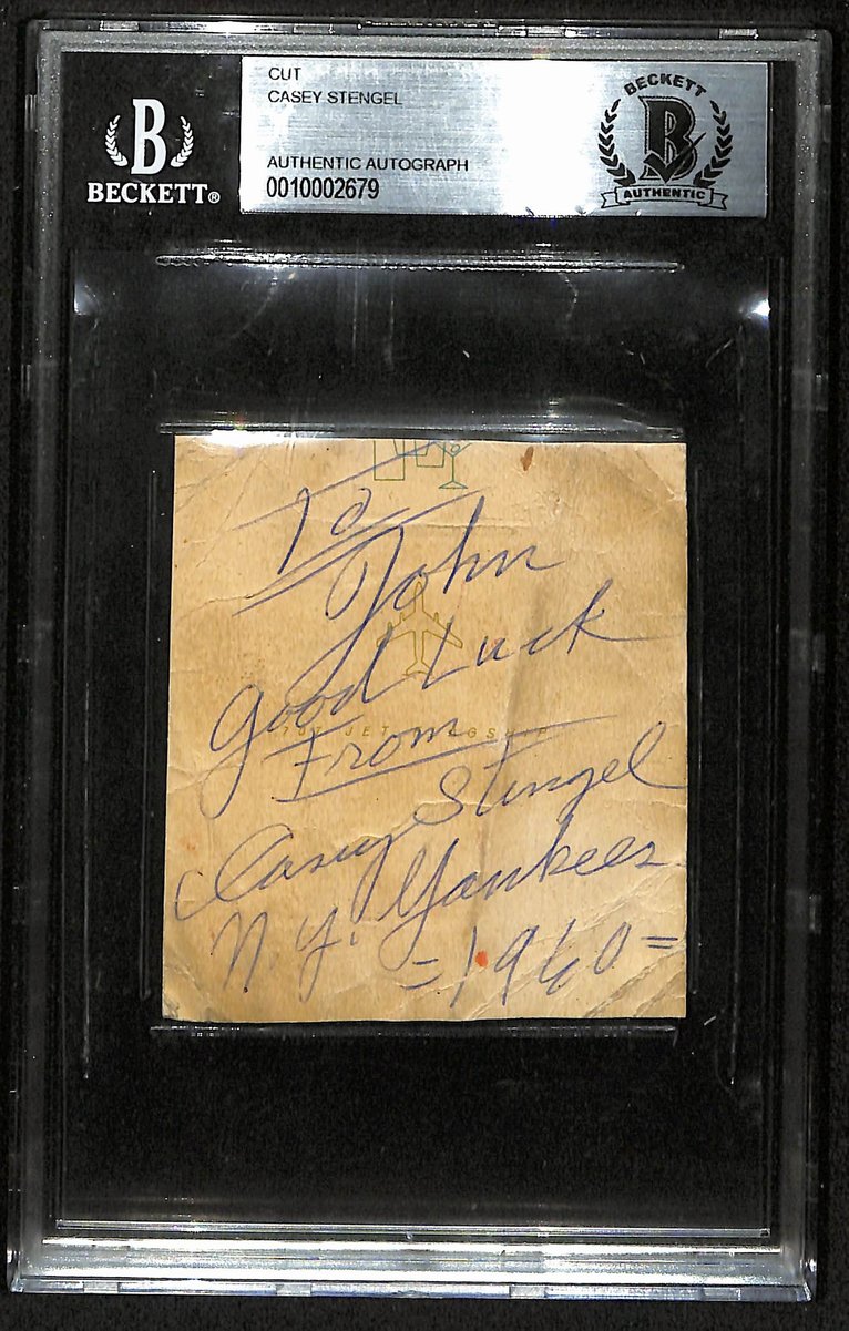 Casey Stengel Signed/Autographed 3x3.25 Cut New York Yankees BAS Beckett 201305