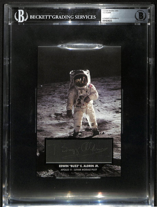 Buzz Aldrin Signed/Auto 5.5x8.5 Custom Trading Card Astronaut BAS Beckett 201313