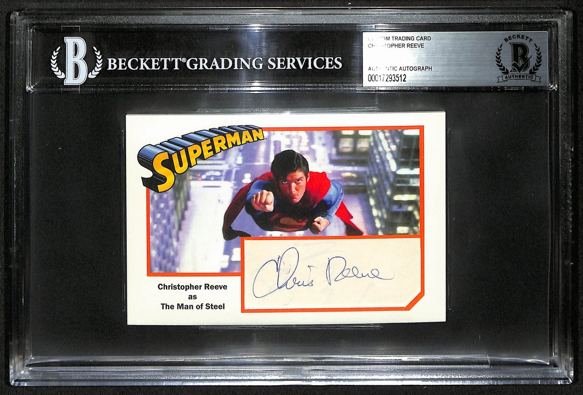 Christopher Reeve Superman Signed 3.5x5 Custom Trading Card Beckett BAS 201311