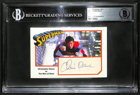 Christopher Reeve Superman Signed 3.5x5 Custom Trading Card Beckett BAS 201311