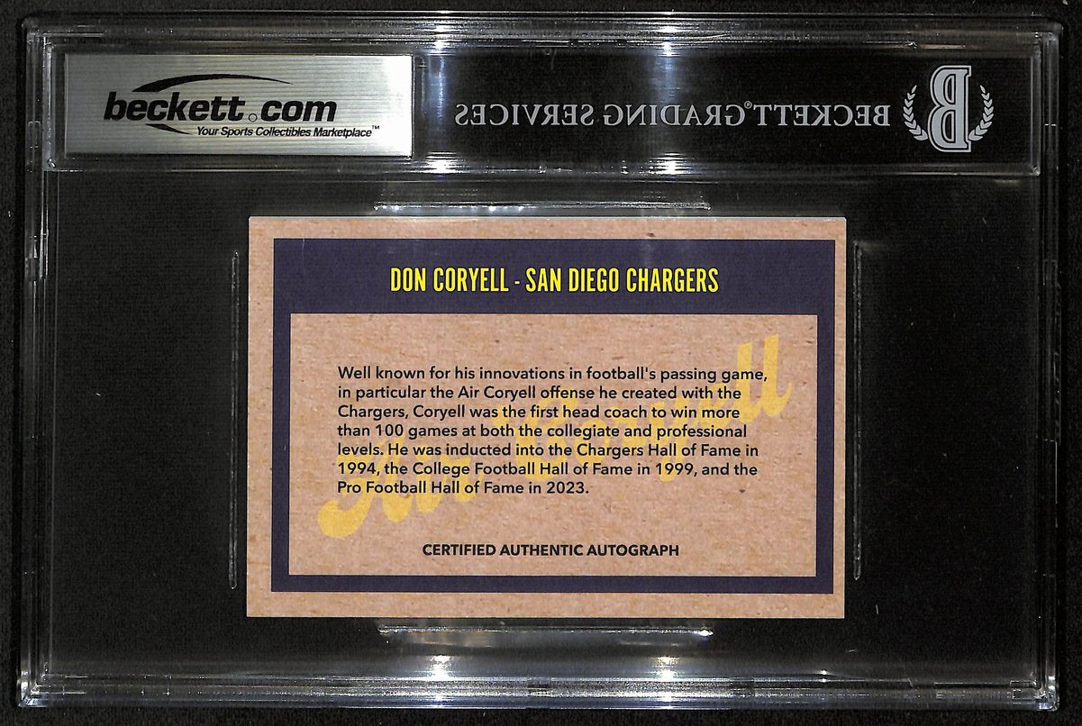 Don Coryell HOF Signed/Autographed 3.5x5 Custom Card Chargers BAS/Beckett 201307