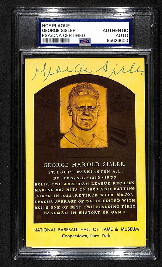 George Sisler Signed/Autographed HOF Plaque Card St. Louis Browns PSA/DNA 201315