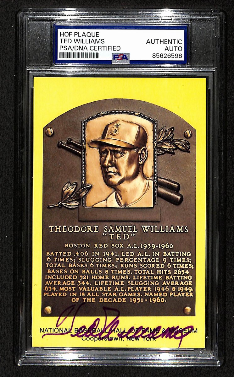 Ted Williams Signed/Autographed HOF Plaque Card Boston Red Sox PSA/DNA 201317