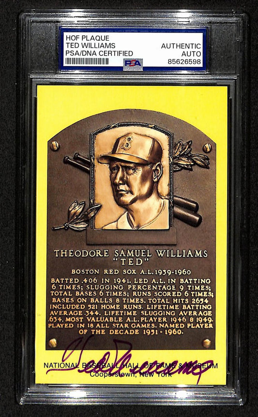 Ted Williams Signed/Autographed HOF Plaque Card Boston Red Sox PSA/DNA 201317