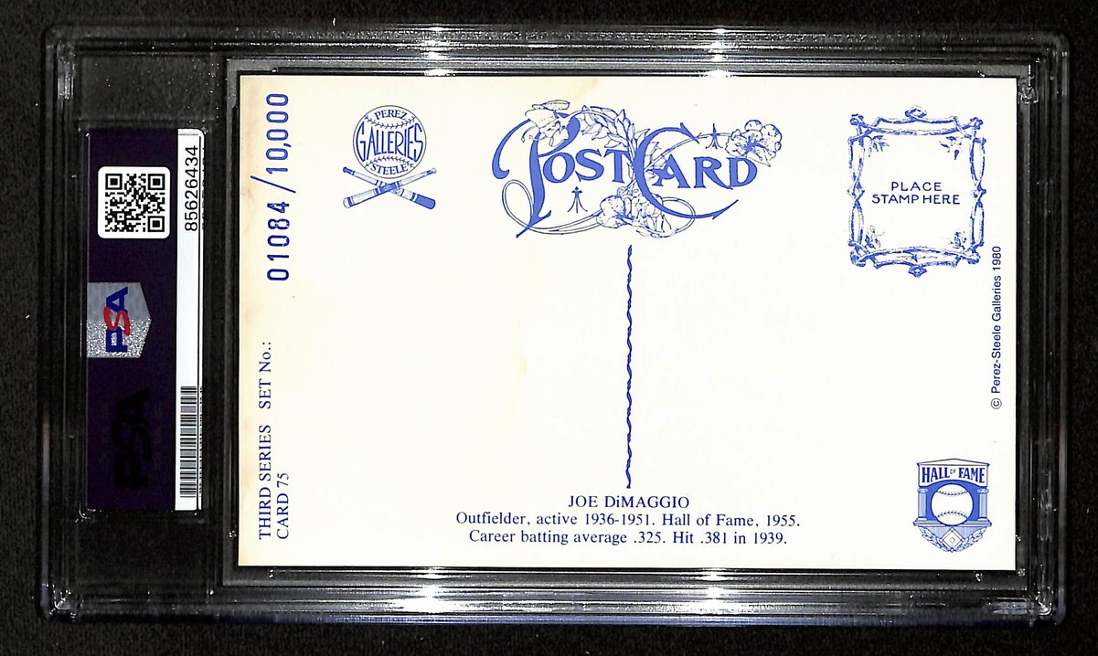 Joe DiMaggio HOF Signed/Autographed Perez Steele Postcard Yankees PSA/DNA 201327