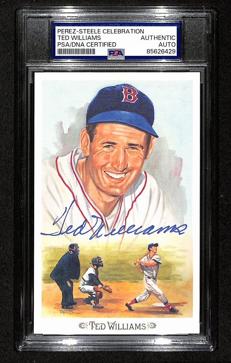 Ted Williams HOF Signed Perez Steele Celebration Postcard Red Sox PSA/DNA 201328