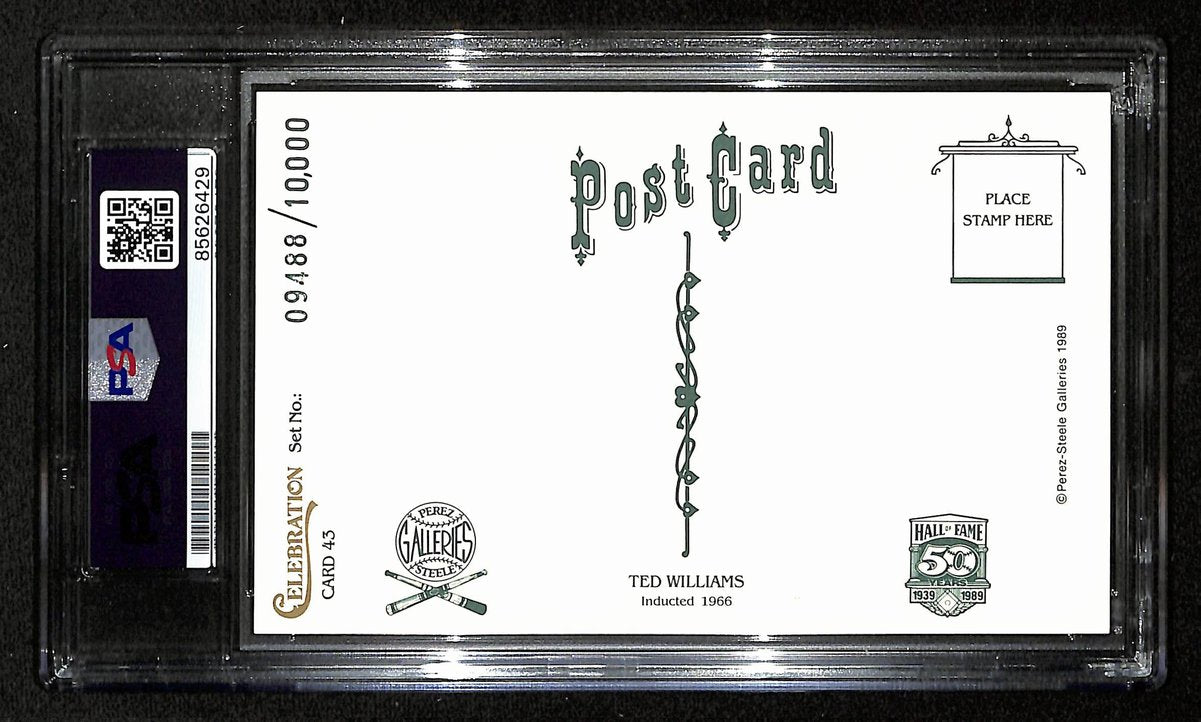 Ted Williams HOF Signed Perez Steele Celebration Postcard Red Sox PSA/DNA 201328