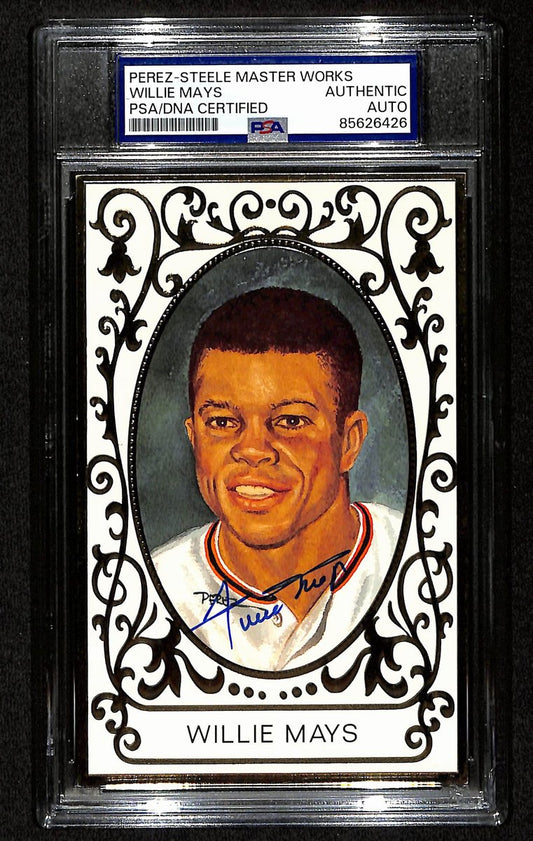 Willie Mays HOF Signed Perez Steele Master Works Postcard Giants PSA/DNA 201330