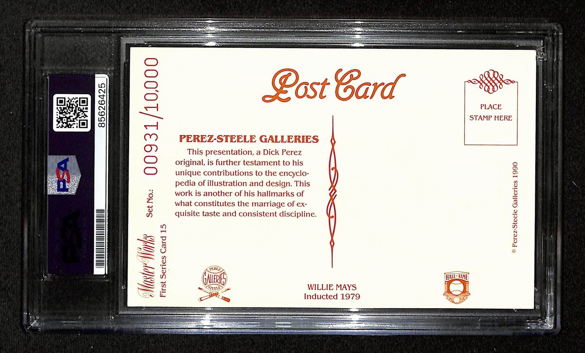 Willie Mays HOF Signed Perez Steele Master Works Postcard Giants PSA/DNA 201331